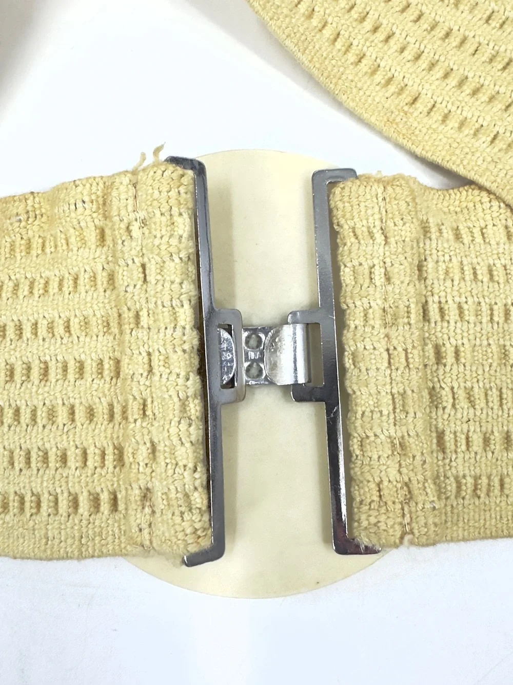 Vintage Wide Stretch Belt West Germany Floral Round Statement Buckle Boho Cottag